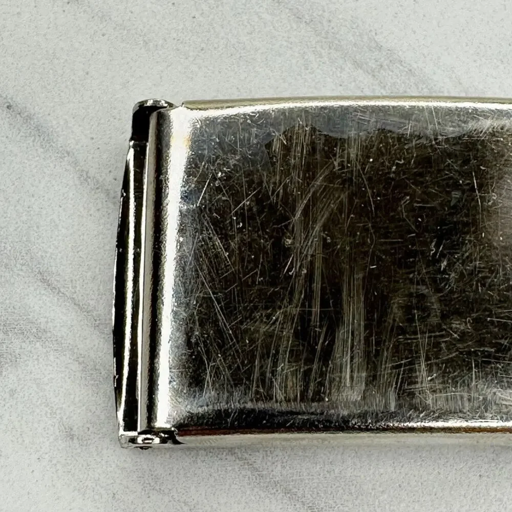 Silver Tone Web Clamp Military Style Slide Belt Buckle Simple Basic Unisex ✨